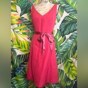 J. Crew Sz 4 Hot Pink V Neck Lined Homecoming Prom Cocktail Party Summer Dress